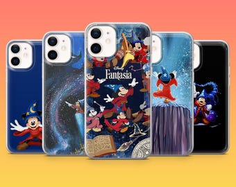 Funda de teléfono Fantasia con animación de Mickey Mouse para iPhone 17Pro, 17, 16, 15, 14, 13, 12, Samsung S25 Fe, S24, A17, A56, Pixel 10, 9A