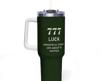 777 Vacuum Thermal Tumbler - Insulated Stainless Steel Travel Mug, Y2K Aesthetic Angel Number Lucky Drink Bottle