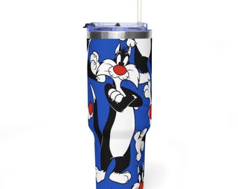 Sylvester Inspired Vacuum Thermal Tumbler - Insulated Stainless Steel Travel Mug, Y2K Aesthetic Cartoon Drink Bottle