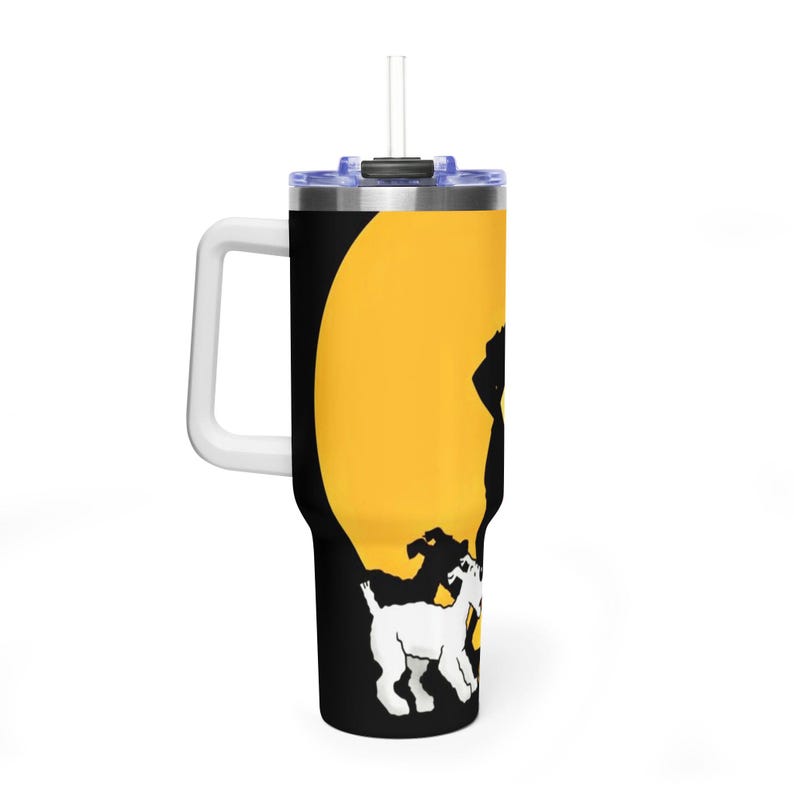 Tintin Inspired Vacuum Thermal Tumbler - Insulated Stainless Steel Travel Mug, Y2K Aesthetic Adventure Drink Bottle image 2