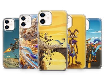 Étui pour téléphone Wile E. Coyote, dessin animé classique pour iPhone 17Pro, 17, 16e, 15, 14, 13, 12, Samsung S25 Fe, S24, A17, A56, Pixel 10, 9A, 8