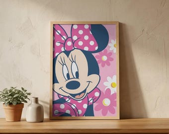 Minnie Mouse Poster Wall Art – Disney Wall Art, Cute Minnie Print, Classic Cartoon Decor, Pink Room Poster, Disney Fan Gift