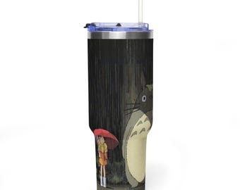 My Neighbor Totoro Inspired Vacuum Thermal Tumbler - Insulated Stainless Steel Travel Mug, Y2K Aesthetic Cute Creature Drink Bottle