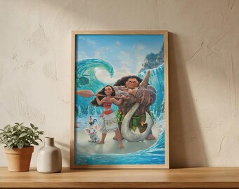 Moana Poster Wall Art – Disney Wall Art, Moana Ocean Print, Tropical Island Decor, Adventure Poster, Disney Fan Gift