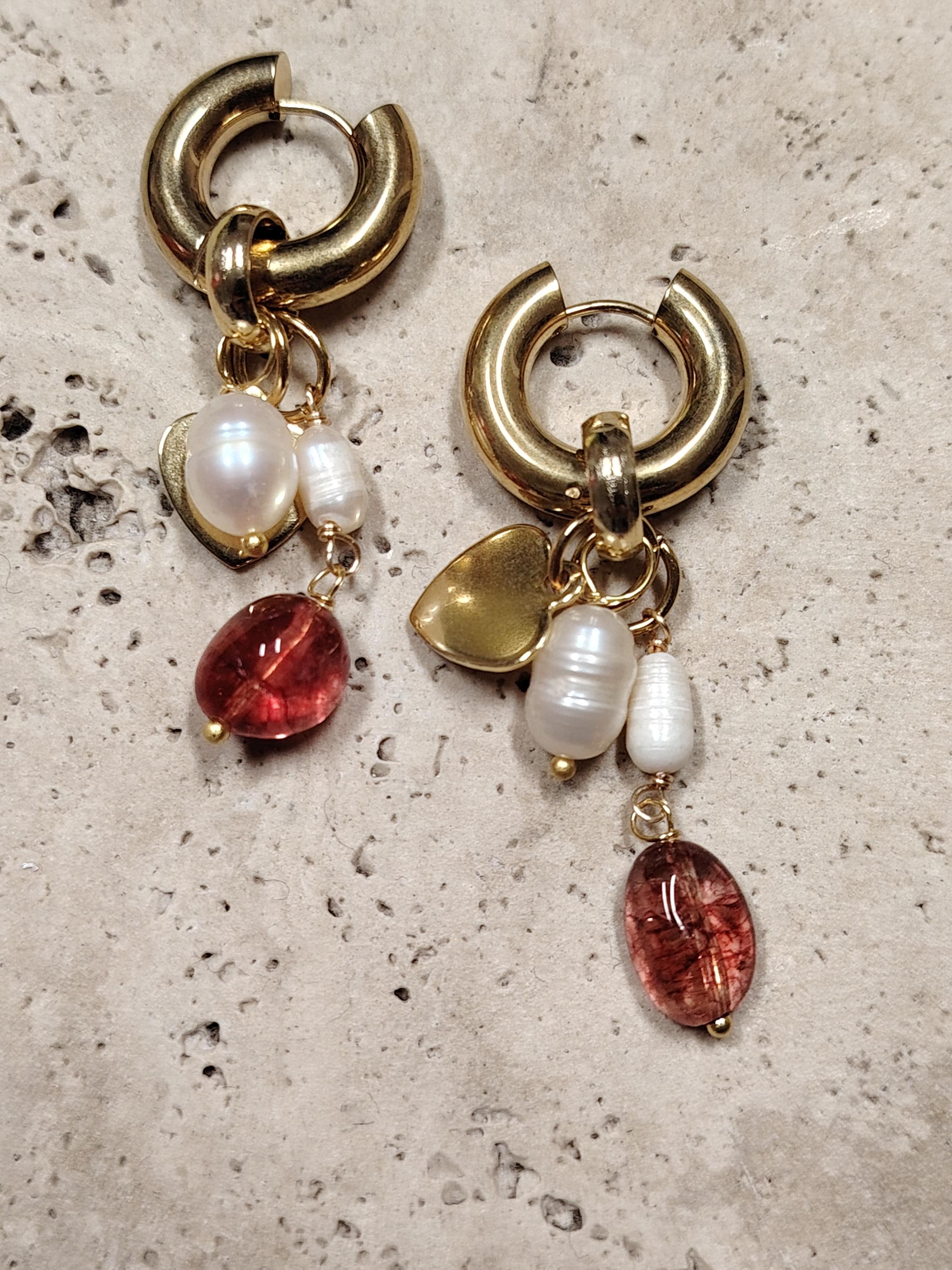 Boucles D’oreilles Pendantes Minimalistes Avec Jade Naturel Et Perle Argentée