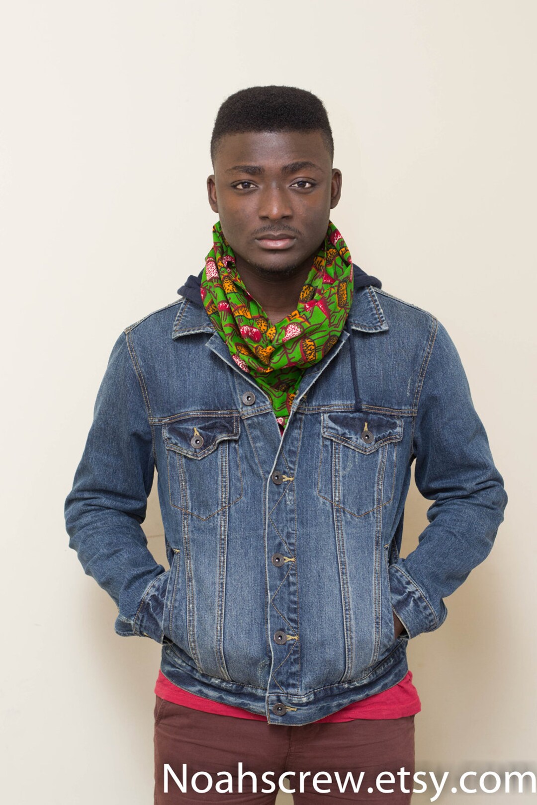 Scarf: Ankara African Wax Print Mens Scarf, Womens Scarf,orange, Red ...