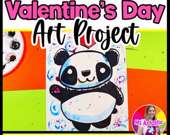 Valentines Day Panda Art Project Valentine Art Lesson with Reading Writing