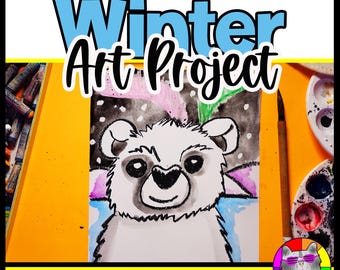 Winter Polar Bear Northern Lights Art Lesson Polar Bear Art Project Aurora Borealis Art for Kids