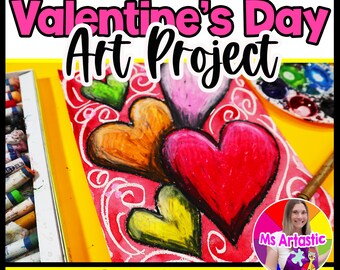Valentine’s Day Value Heart Art Project, Value Shading Hearts, Oil Pastel Watercolor Resist Art Lesson