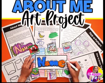 About Me Name Art Lesson Grade 2 2nd Grade Back to School Meet the Teacher Favorite Things Homeschool PDF