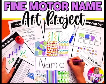 Name Art Lesson, Fine Motor Skills Activity, Pre-K Preschool Art Project, Kindergarten Readiness, Homeschool PDF
