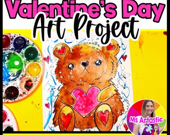 Valentines Day Art Project Teddy Art and Writing Prompt Reading Comprehension