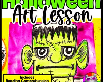 Halloween Frankenstein Art Lesson with Reading Comprehension and Writing Prompts & Step-by-Step Art Tutorial (Grades 1–4)