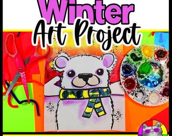 Winter Art Lesson Winter Polar Bear Art Project Winter Art Activity January Art