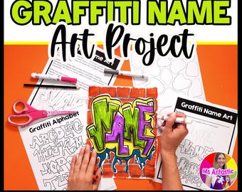 4th Grade Graffiti Name Art Lesson Grade 4 Name Art Project Back to School Lettering Homeschool PDF