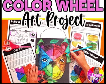 Color Wheel Bear Art Lesson, Grizzly Bear Art Project, Grade 5 Color Theory, Elementary Art, Homeschool PDF