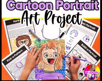 Cartoon Portrait Art Lesson Grade 2 2nd Grade Self Portrait Back to School Meet the Teacher Homeschool PDF