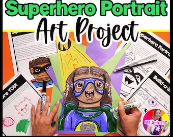 Superhero Self Portrait Art Lesson Grade 3 3rd Grade Back to School Meet the Teacher Homeschool PDF