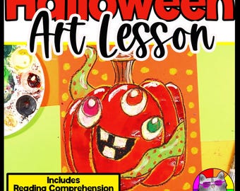 Halloween Monster Pumpkin Art Lesson, Writing Prompts & Reaading Comprehension, Grades 1-4 (Digital Product)