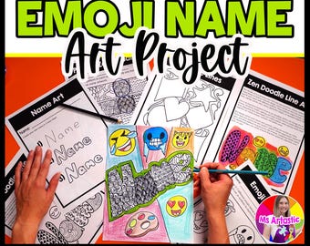 Lekcja sztuki imion dla klasy 5, projekt artystyczny z emoji, rysunek zen, powrót do szkoły, edukacja domowa dla klasy 5 w formacie PDF