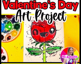 Valentines Day Rose Art Project Valentine Art Lesson with Reading Writing Rose Artwork for Elementary