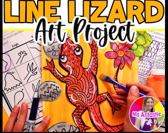 Line Lesson Line Lizard Art Project 1st Grade Art Activity Element of Art Line