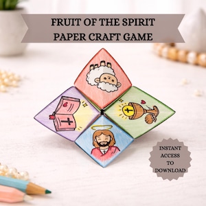 Juego imprimible de adivinanzas sobre el fruto del Espíritu Santo / Actividad cristiana para niños / Juego para la escuela dominical / Manualidad para lecciones bíblicas / Lección sobre Gálatas 5:22
