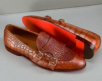 Men Handmade Leather Loafers with Red Sole: Men's Luxury Slip-On Shoes