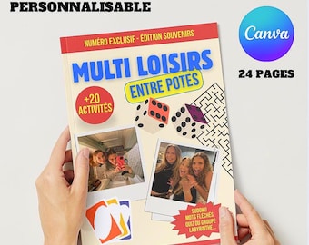 Magazine Jeux Personnalisé Canva | Cadeau Unique Anniversaire Amis Famille Voyage | Quiz & Activités Fun | Modifiable Imprimable PDF