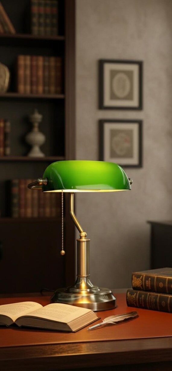 1930s Bauhaus Horax Bankers Desk Lamp Art Deco Library Light - Dark Academia Decor for office