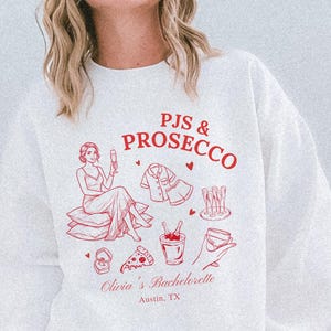 PJs & Prosecco Bachelorette Shirt, Girls Night Party Tee, Slumber Party Bridal Shirt, Cozy Bride and Bridesmaids Matching Sleepover Tee
