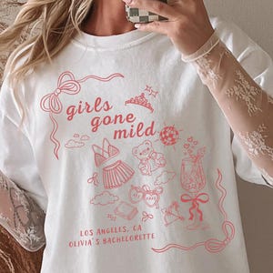 Girls Gone Mild Shirt, PJs & Prosecco Bachelorette Tee, Spa Weekend Bridal Party Shirt, Personalized Bachelorette Shirt