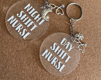 Night/Day Shift Nurse Acrylic Keychain with Charms