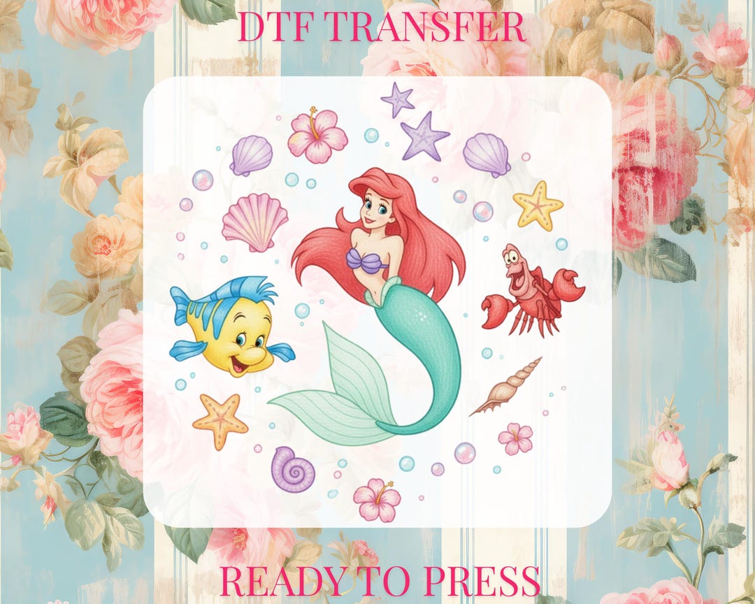 Watercolor Disney Princess Ariel the Little Mermaid DTF Transfer Ready ...