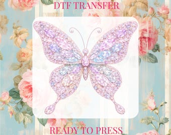 Faux Rhinestone Butterfly DTF Transfer: Colorful Butterfly Ready to Press