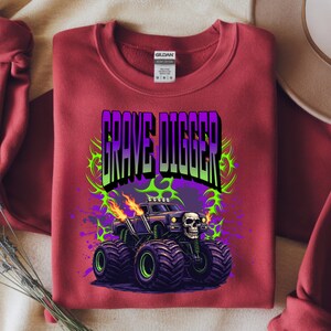 Grave Digger Monster Truck DTF Transfer: Skull Flame Truck Ready to Press