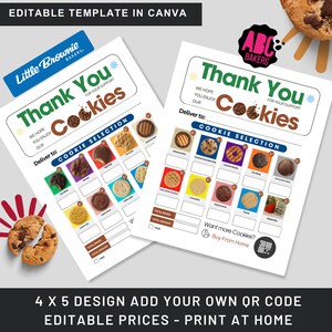 Recibo de Biscoitos Escoteiros 2026, Cartão de Agradecimento de Biscoitos, Código QR, Etiquetas de Presente para Pedidos de Biscoitos LBB e ABC, Material de Marketing Imprimível para Líderes de Tropa, Modelo do Canva
