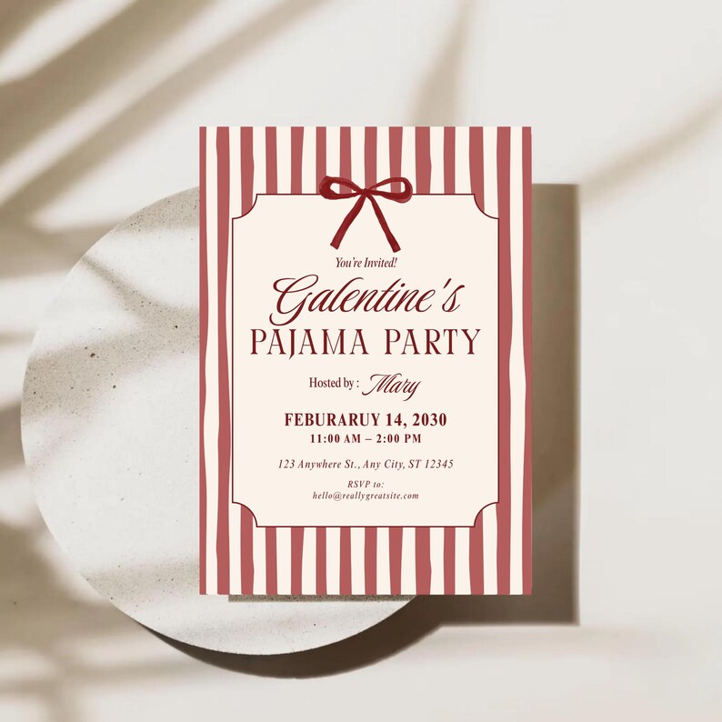 Galentines Pajama Party

Girls Night PJ Invitation

Editable Galentine Canva

Pink Sleepover Party Invite

Valentine's Day PJ Invite

Printable Girls Night In

Cute Eye Mask Invite

Fun Pajama Contest Invite

Minimal Red Stripe Invite

Digital Invite for Besties

Instant Download Galentine

Mobile PJ Party Invitation

Custom Galentine Sleepover
Galentine Invite

Pajama Party

Girls Night In

Sleepover Invite

Canva Template

Digital Download

PJ Party Invite

Valentines Party

Editable Evite