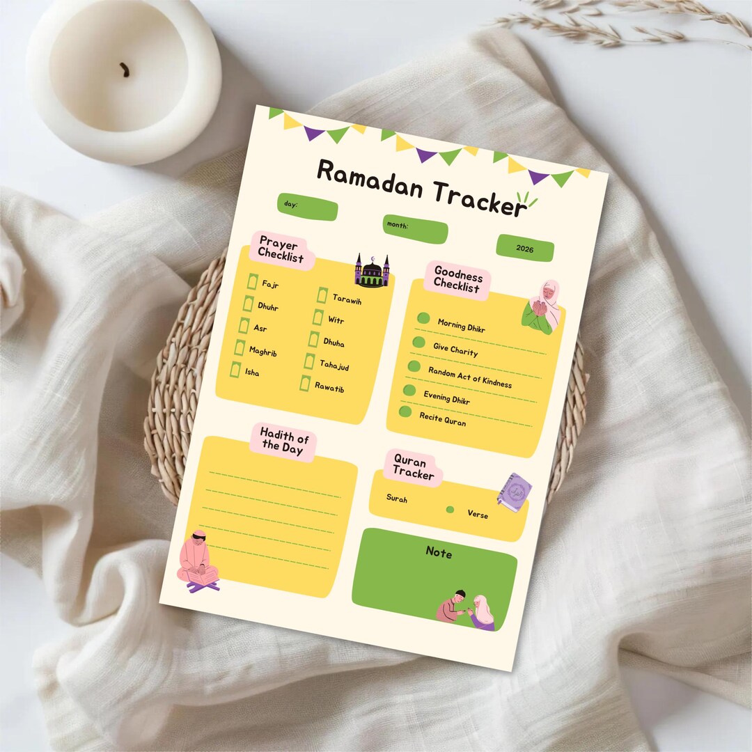 Kids Ramadan Tracker 2026, Prayer Checklist, Quran Activity Chart ...