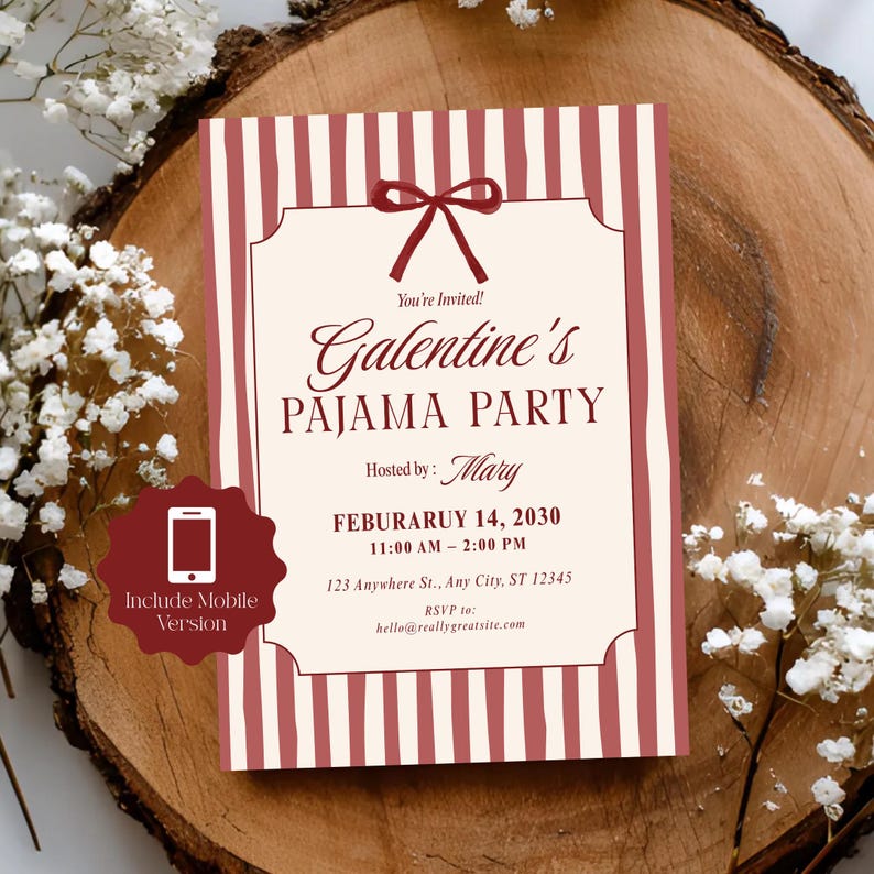 Galentines Pajama Party

Girls Night PJ Invitation

Editable Galentine Canva

Pink Sleepover Party Invite

Valentine's Day PJ Invite

Printable Girls Night In

Cute Eye Mask Invite

Fun Pajama Contest Invite

Minimal Red Stripe Invite

Digital Invite for Besties

Instant Download Galentine

Mobile PJ Party Invitation

Custom Galentine Sleepover
Galentine Invite

Pajama Party

Girls Night In

Sleepover Invite

Canva Template

Digital Download

PJ Party Invite

Valentines Party

Editable Evite
