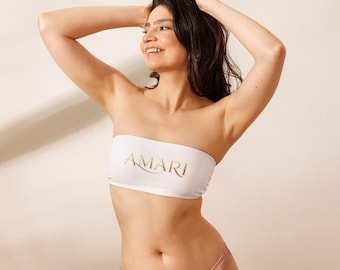 Amari Bandeau Bikini Top | Recycled Strapless Swimwear (UPF 50+)