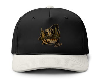 Nets NYC YERRRR Two-Tone Cap | Gold Embroidered New York State Design