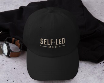 Self-Led Men Embroidered Cotton Dad Hat | Minimalist Streetwear Baseball Cap