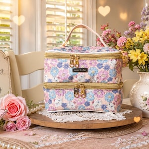 Handmade Double Stacker Lunch Tote | Floral Insulated