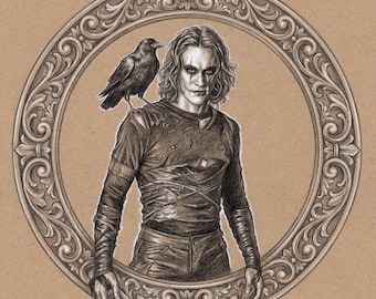 Original pencil drawing of Brandon Lee. The Crow.
