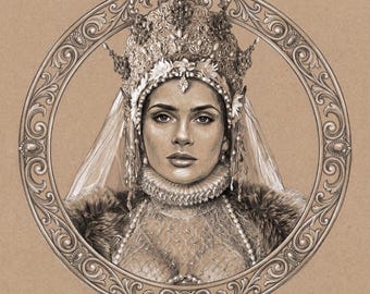 Original pencil drawing of Zoë Bleu. Elisabeta / Mina. Dracula: A Love Tale.