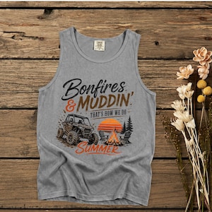 Bonfires & Muddin' Summer Tank Top | Off-Road Jeep Camping Graphic