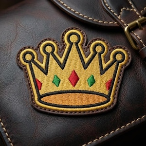 Gold Crown Iron On Patch | Royal King Queen Embroidered Badge Pan African Jacket Bag