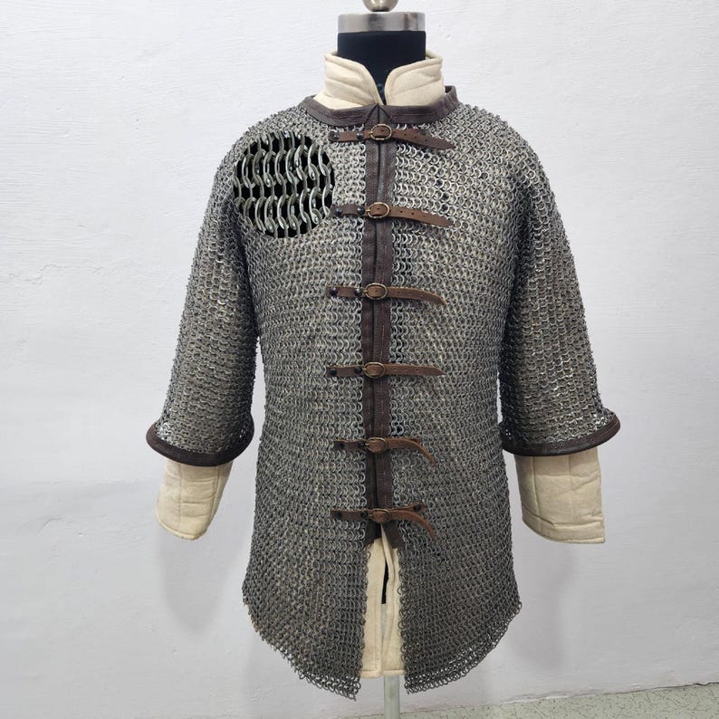 Authentic 9 Mm Medieval Chainmail Shirt With Leather Buckles | Viking ...