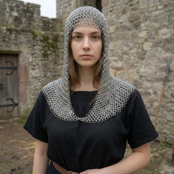 Women’s Medieval Chainmail Coif – Steel Hood Armor